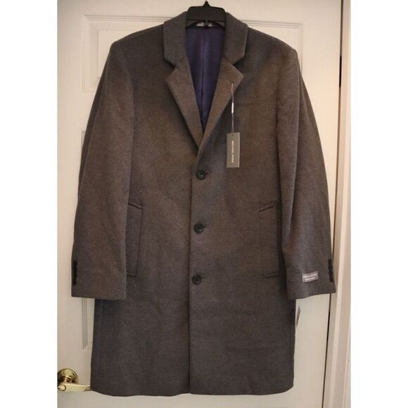 Michael Kors Men Sz 36R Dark Heather Gray Madison Wool Blend Modern-Fit Overcoat - Picture 1 of 7